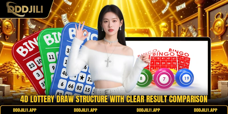 4D Lottery draw structure with clear result comparison