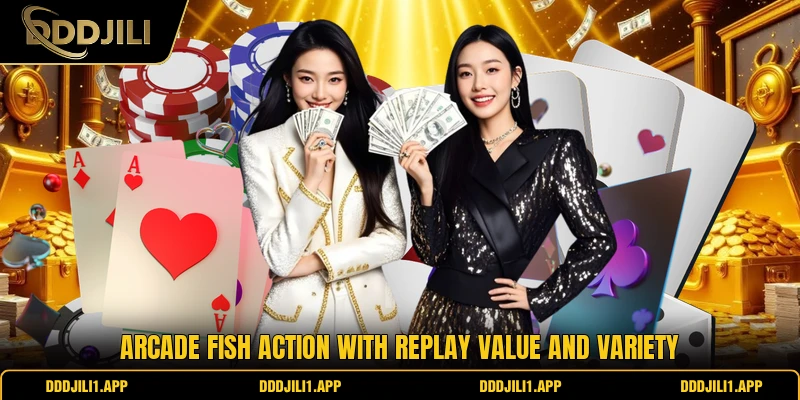 Arcade fish action with replay value and variety
