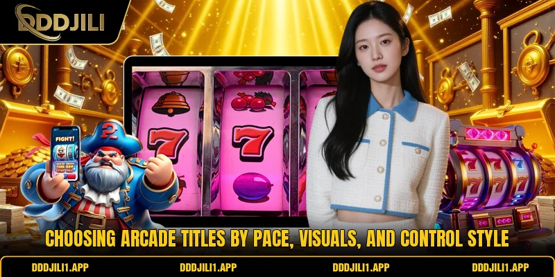 Choosing arcade titles by pace, visuals, and control style