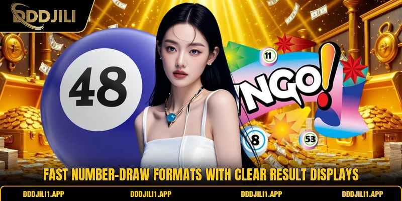 Fast number-draw formats with clear result displays
