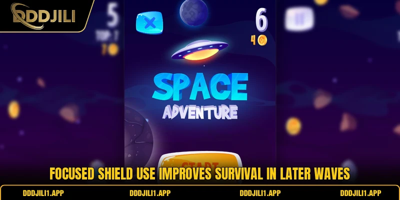 Focused shield use improves survival in later waves