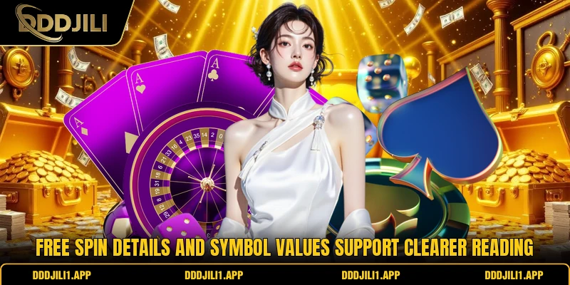 Free spin details and symbol values support clearer reading