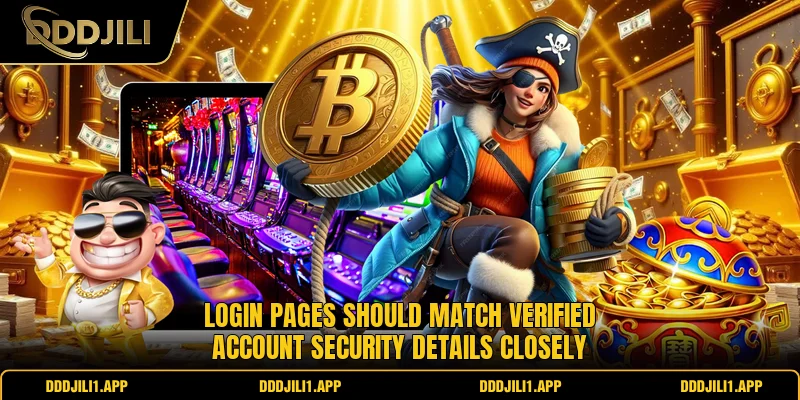 Login pages should match verified account security details closely
