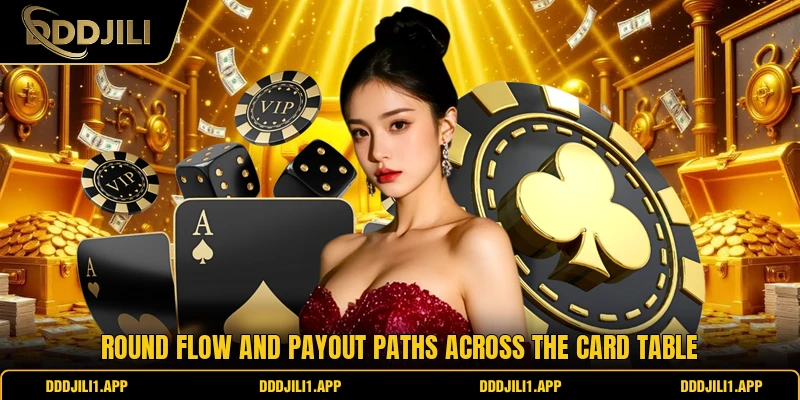 Round flow and payout paths across the card table
