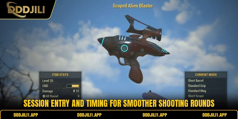Session entry and timing for smoother shooting rounds