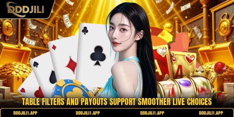 Table filters and payouts support smoother live choices