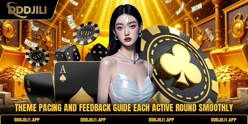 Theme pacing and feedback guide each active round smoothly