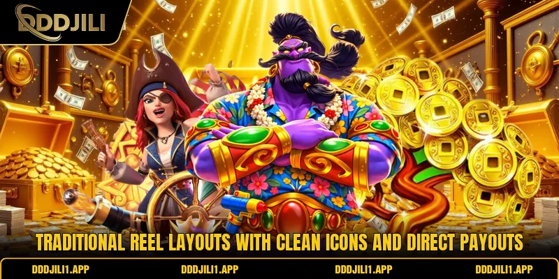 Traditional reel layouts with clean icons and direct payouts